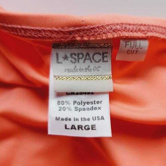 L*Space Monique Full Bottom Cut Bikini Bottom Bright Coral Large - Picture 3 of 7